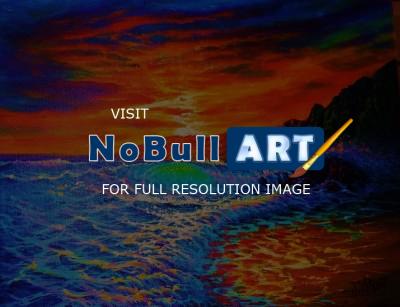 Seascapes - Fractal Wave Sunset - Prof Qlty Oil On 3X P Cnv