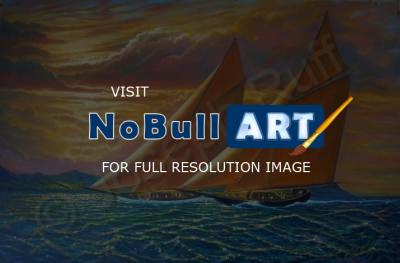 Sailingboats - Golden Sails - Prof Qlty Oil On 3X P Cnv